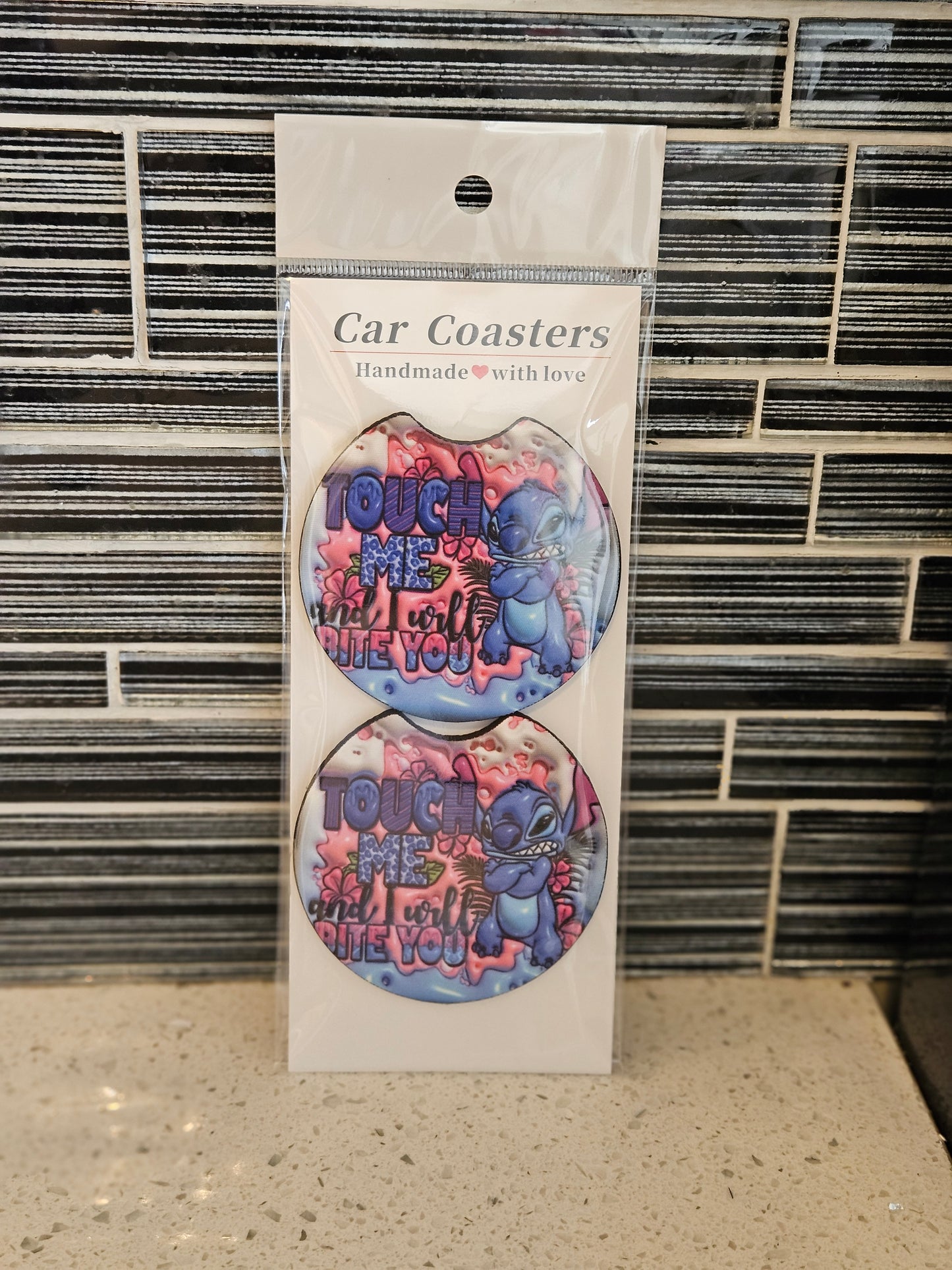 Stitch bite you Car coasters