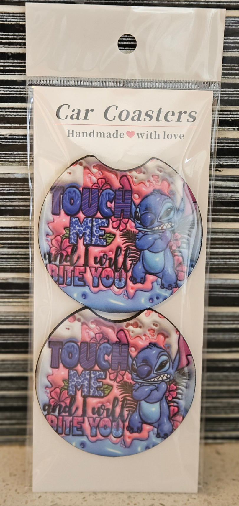 Stitch bite you Car coasters