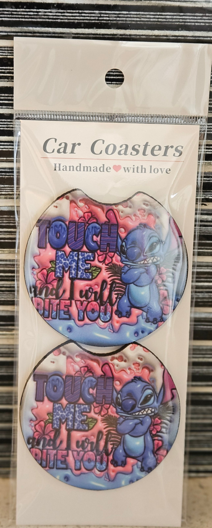 Stitch bite you Car coasters